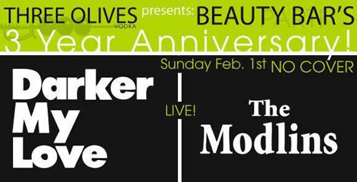 Modlins : Sunday Feb 1st @ the Beauty Bar