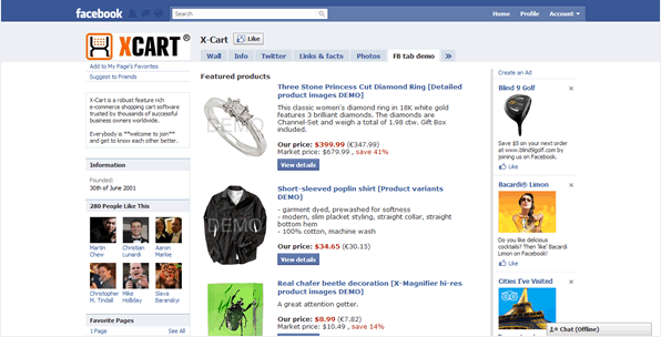 X-Cart Announces Facebook Tab – Ninthlink